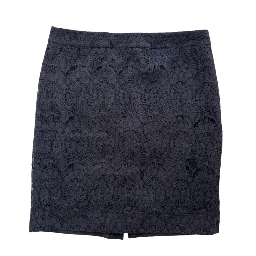 J.Crew Women’s Size 8 Black Floral Scalloped Lace Slit Bottom Pencil Skirt F6090